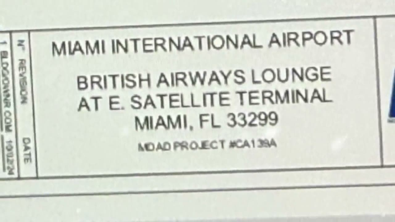 Rótulo del plano: Miami International Airport, British Airways Lounge at E. Satellite Terminal